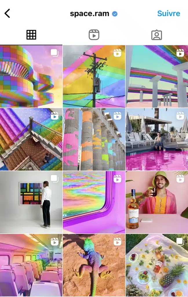 Capture d'écran du compte Instagram  space ram