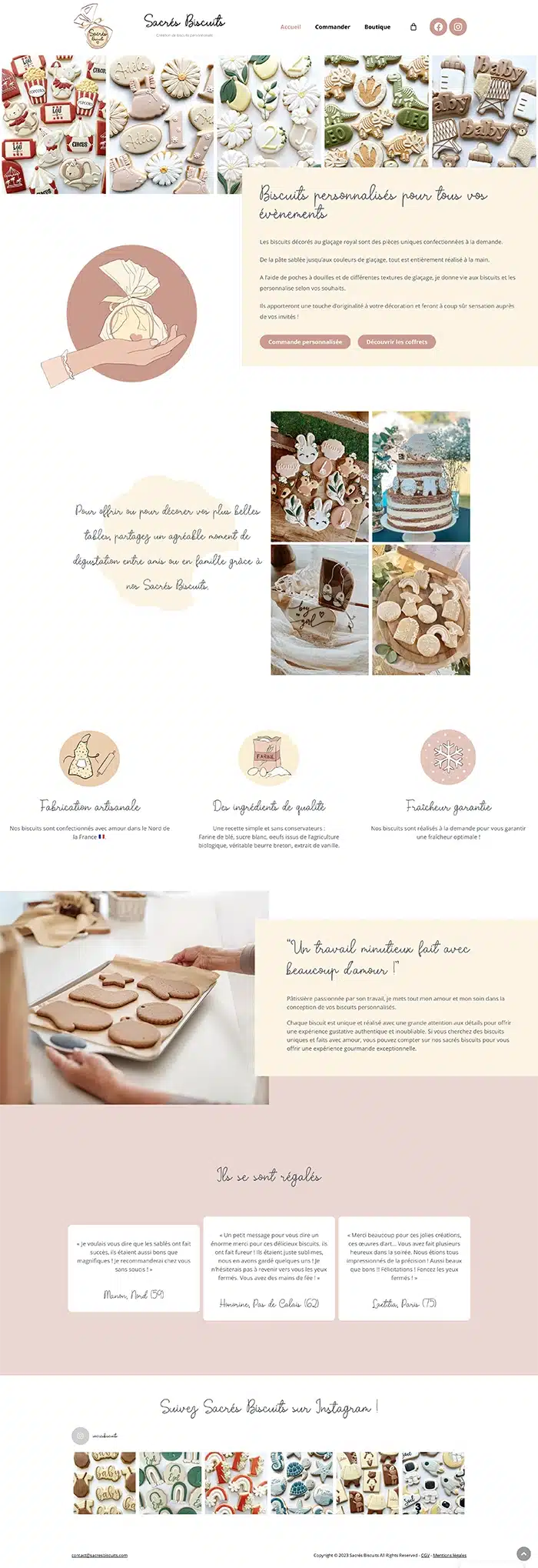 Page d'accueil de Sacrés Biscuits