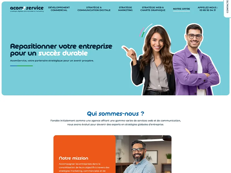 Capture d'écran de la page d'accueil du site d'Acomservice