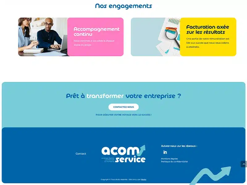 Capture d'écran de la page d'accueil du site d'Acomservice