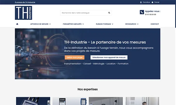 Capture d'écran du nouveau site de TH Industrie créé en 2026
