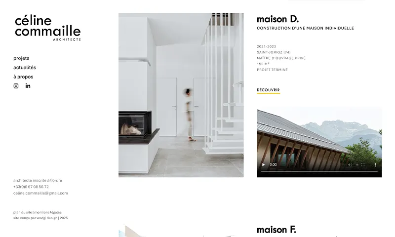Capture d'écran du site Céline Commaille Architecte après refonte du site