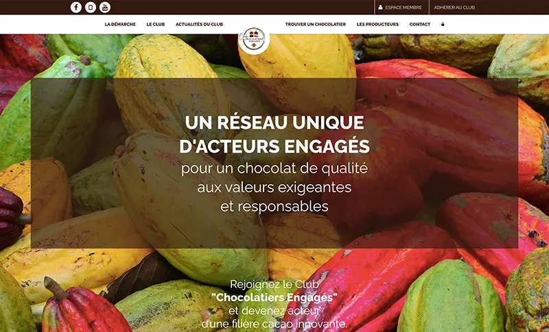 Capture d'écran de l'ancien site du Club Chocolatiers Engagés