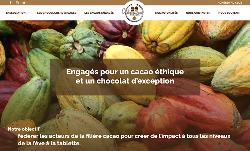 Capture d'écran du nouveau site du Club Chocolatiers Engagés