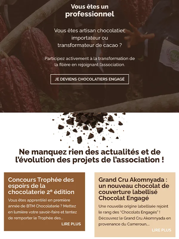 Détail du site du club chocolatiers engagés