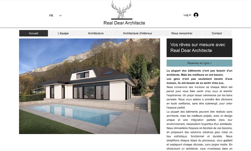 Capture d'écran du site Real Dear Architecte avant refonte du site