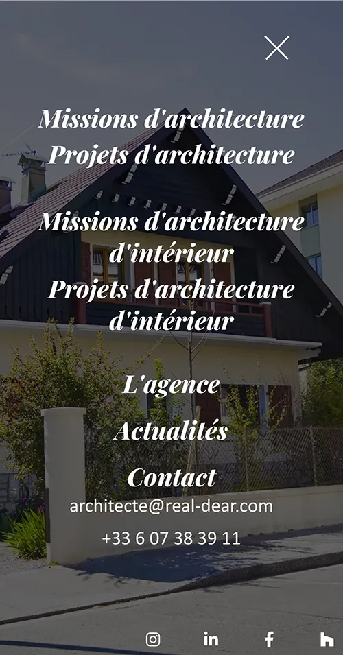 Capture d'écran du site Real Dear Architecte après refonte du site