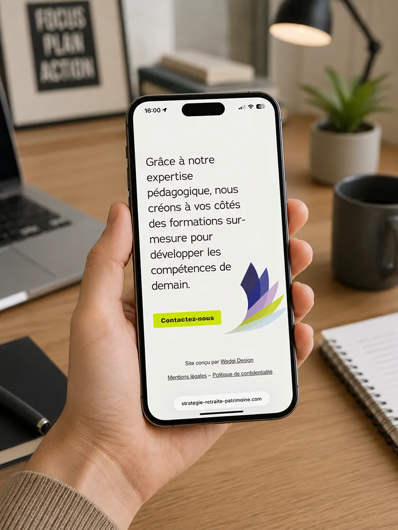 Site mobile responsive de la Fabrik à Déclics, site d'un organisme de formation sur la retraite, management